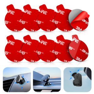 10 Pcs 3M Sticky Adhesive Pads for Car Magnetic Phone Holder, 1 inch Round VHB Double Sided Tape Replacement for Dashboard Cell Phone Mount & Mini Dash Cam Base, Strong 25mm Heat Resistant Sticker